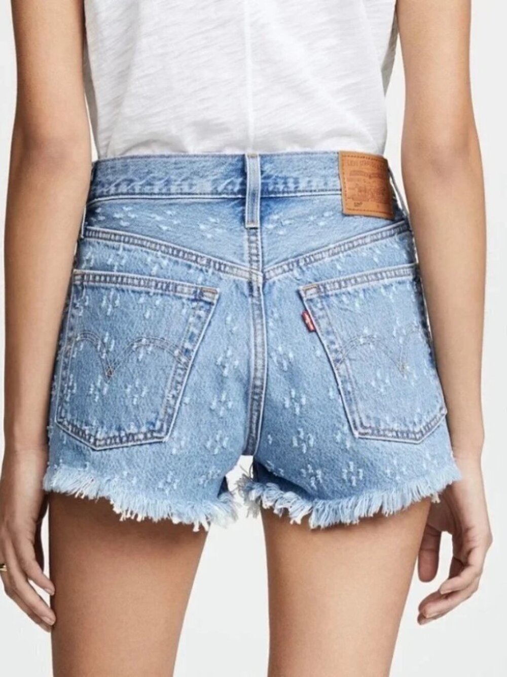 Levi 501 Distressed Dottie Cut-Off Denim Shorts Size 24